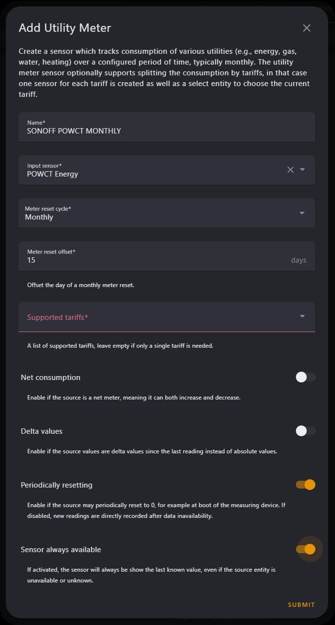 Utity Meter Configuration